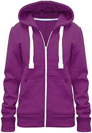 New Plus Size Hoodie Zip Zipper Hooded Jacket Coat Top Hoody Purple L