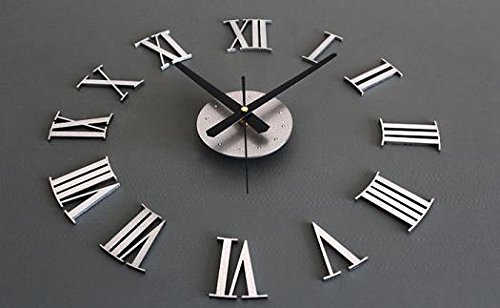 Oyedens Klassischen DIY Luxus 3D GrößE Haus Dekoration Kunst Wanduhr (Silber) - 2