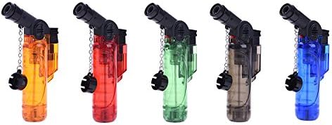 10 X Prof Turbo Blue Stormproof Jet Flame Angled Neck High Capacity Lighter , Blowtorch, Windproof Lighter, Electronic, Refillable, Jet Lighter , Utility Lighter , Gas Turbo Cigarette Cigar Kitchen Camper Transparent Colors