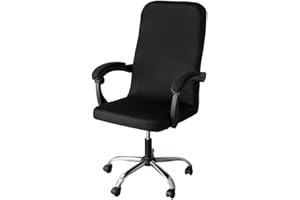 Lukery Coprisedia Ufficio Elasticizzato Coprisedie Gaming, Fodere Coprisedia Girevole Ufficio Universale Rimovibile, Coprisedia da Computer con Schienale per Sedia da Ufficio (Nero,L)