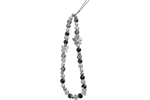 JAWSEU Handykette Perlen Handyanhänger, Handy Perlen Lanyard, Telefon Anhänger Seil Böhmen Stil Bunte Perlen Telefon Kette Strap für Frauen, Auto Schlüsselanhänge (Schwarz)