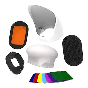 HIFFIN Professional Flash Accessories Kit UniversallY Compatible | New Labeled Flash Diffuser | Bounce | Grid| Gel | Grip & Spher