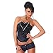 Produktbild f4y Damen-Hochglanz-Schnürcorsage Heart - Schwarz-Silver - Größe M - Cup A+B