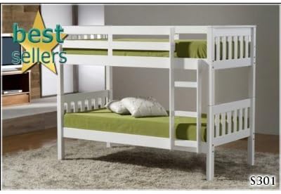 New Devon 3ft Single White Solid Wooden Pine Bunk Bed Adults Childrens