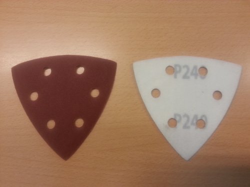 180 Stück SBS Klett-Schleifdreiecke 93x93x93 mm Körnung je 30 x 40/60/80/120/180/240 für Delta-Schleifer 6 Loch - 7