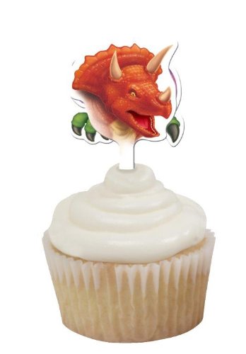 12 Deko-Picker * DINOSAURIER * für Muffins zum Kindergeburtstag // 01-5012 // Kinder Geburtstag Party Dino T-Rex Dinos Saurier Muffin Backen Deko Muffinförmchen - 2