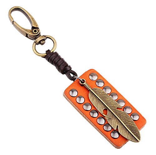 Preisvergleich Produktbild Gudeke Fashion Simple Brown Nieten Feder-Engels-Flügel Schlüsselanhänger Schlüsselanhänger Buckle Hanging