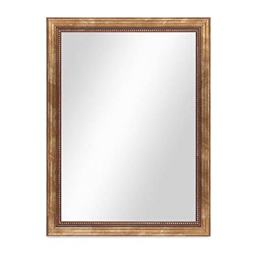 Wand-Spiegel ca. 36×46 cm im Massivholz-Rahmen Barock-Stil Antik Gold / Spiegelfläche 30×40 cm - 3