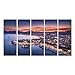 Produktbild Bild Bilder auf Leinwand Luftaufnahme von Booten und schöner Stadt bei Nacht in Marmaris, Türkei. Landschaft mit Booten in der Marina-Bucht, Meer, Stadtbeleuchtung, Berge, roter Himmel, Wolk