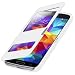 Produktbild Flip Cover Tasche Samsung Galaxy S5 G900 / Samsung Galaxy S5 Neo SM-G903F Schutz Hülle Case Weiss S-view Style + mit Sichtfenster + Folie