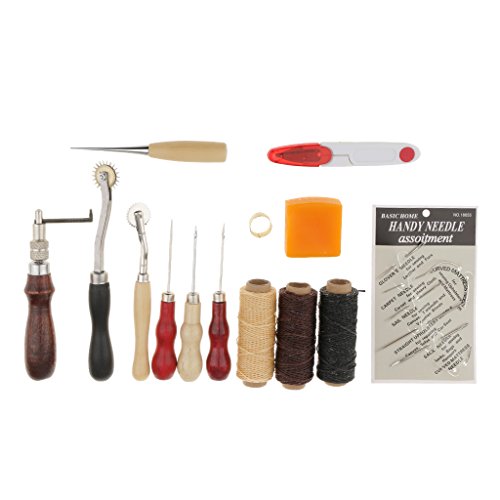 MagiDeal 13er Leder Nähen Set, Nützliche Leder Werkzeu Überstich Ahle Werkzeug Pin Sewing Maschine Drucktuch Rad/Einrollscheibe/Scriber/Scanlinie - 7