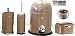 Produktbild Wesco 5er Bad-Set warm grey (=taupe) mit 40 Müllbeutel, Single Master Mülleimer + Toilettenbürste + Rollenhalter + Mini Grandy + Mini Ball