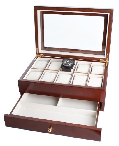 Edle Uhrenbox Sahir Nussbaumfinish Holz Uhrenschatulle Vitrine Uhr