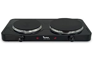 WeGeek, Hornillo eléctrico con 2 placas de hierro fundid. Potencia máx. 2500W, Doble placa de hierro fundido: Ø 18cm diámetro 1500W y Ø 15cm diámetro 1000W