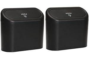 LOOPUNK Bote de Basura para Coche Pequeño,2 Piezas Caja de Almacenamiento Portátil para Colgar en el Coche, bote de Basura para Coche con Tapa, Basura Impermeable,Adecuada para Coches, Oficina, Hogar