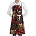 Produktbild Christmas Flower Fairies Red Adjustable Bib Apron with Pockets - Commercial Restaurant and Home Kitchen Apron - Neck Strap- Extra Long Ties - Strong Black