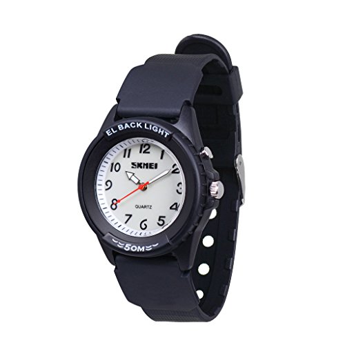 WOLFTEETH Kinder und Jugendliche Uhr Analog Quarz mit Kautschuk Armband Beleuchtung 3052 MEHRWEG