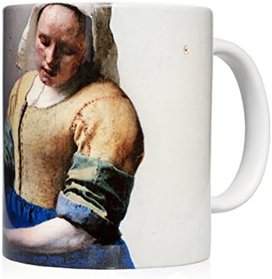 'Breakfast Cup Mug Ceramic White 32 cl Print with Work of Art Box "La lechera Author Johannes Vermeer
