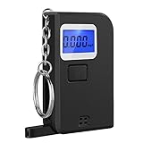 Alcohol Tester, VicTsing® Mini Digital Breathalyzer Breath Analyzer with Keychain Semi-conductor Sensor, LCD Display, Back Light for Night Reading, Extra 5 Pcs Mouthpieces Included - Black