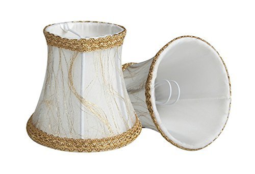 Splink 2 Pcs Lampenschirm E12/E14 Handgemacht Stoff Stehlampe Tischlampenschirm mit Gold Trim Vintage Barockstil