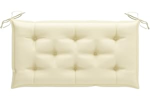 Tidyard Cojín para Banco de Jardín Cojín de Asiento para Banco Cojín para Banco Exterior Tela Blanco Crema 100x50x7 cm