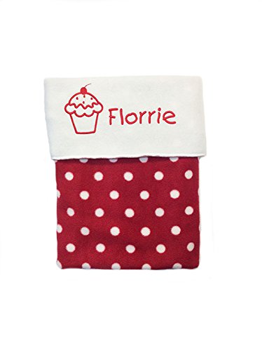 Spoilt Rotten Kids Red Polka & Cream Personalised Luxury Pram, Cot or Buggy Blanket. Embroidered With Any Name & Choice Of Spoilt Rotten Design Size is 90cm X 70cm. Gorgeous Quality Gift For Any God Child, Grandson, Granddaughter, Niece or Nephew.
