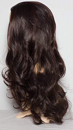 Elegant Hair - 22" Ladies 3/4 Half Fall Wig - Wavy Style - Brown/Dark Auburn Highlights - High Quality Kanekalon Heat Resistant Synthetic Fibre - Clip In Hair Piece Extension - 250g