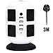 Price comparison product image HowiseAcc 3M/9.8ft Extension Lead,4 USB Ports 8 Way Outlets Tower Power Strip Vertical Socket with Surge Protector Overload Protection