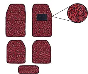 CARIZO Anti Slip Noodle/Grass Car Floor/Foot Mats Black & Red (Set of 5) Compatible for Hyundai i20 N Line