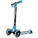 Produktbild Scooter Tretroller Roller Kinderroller Cityroller Kickroller Kickscooter klappbar Big Wheel höhenverstellbar mit 3 blinkenden Räder und Musik Farbwahl (Blau)