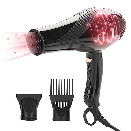 Secador de Pelo Profesional, 3000 W, Ionico, con 2 Boquillas, 2 velocidades y 3 temperaturas, negro, salon