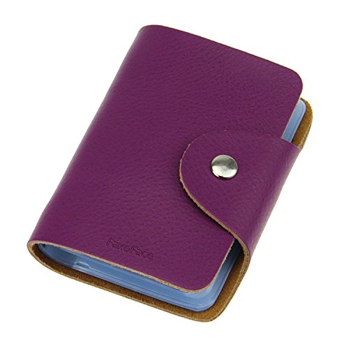 Liying Versatile Soft Premium Leather Wallets Credit Card Holder ID Business Case Purse(Unisex) for all (Purple)