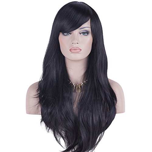 DAOTS 28" Wig Long Heat Resistant Big Wavy Hair Women Cosplay Wig (black)