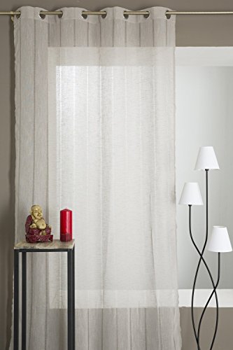 Gardine In Leinen Optik Mit Transparenten Streifen 140 X 240 Beige