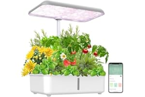 YIYEGO Hydroponisches Anzuchtsystem, WiFi 14Pods Smart Garden mit LED-Pflanzenlampe, Manuell/APP Gesteuert, Automatisch Timer Indoor Kräutergarten Kit, Höhenverstellbar, 42cm, Grau