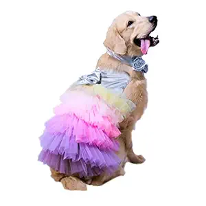 Puptail Dog Dress with Lovely Bow Puppy Dress Pet Apparel Dog Clothes for Small and Large Dogs and Cats (M)