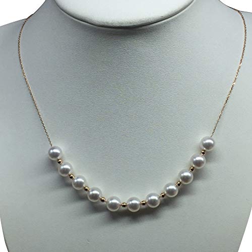 Preisvergleich Produktbild SeeBeaUty Natürliches AKOYA Pearl 18K Gold Collar Sweater Necklace Ladies ' Elegant Adjustable Item Falling Temperament Schmuck
