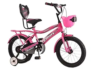 Dhara Kid Bicycle 16T for Boy and Girl Age Group 5-7 Years Steel Rim EVA Tubeless Tyre Premium Model Color Pink