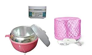 VENIQE Hair Steamer Spa Cap Thermal Treatment Heating Cap With Temperature Control, Spa Cap and Hair spa cream for nourishing hair and Wax heating machine for hair removal (Combo set of 3 pcs))