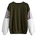 Produktbild Juliyues Damen Pullover Mode Frauen Langarm Pailletten Flauschiges Sweatshirt Oansatz Pullover Oberteile Tops Bluse