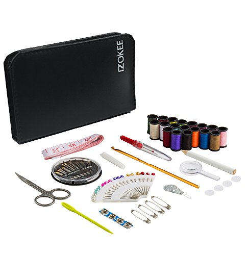 IZOKEE Nähset Nähzeug Nähfaden Nähgarn Nähnadeln Nähzubehör für Zuhause, Reise, Anfänger Nähset, mit Schwarzer Ledertasche