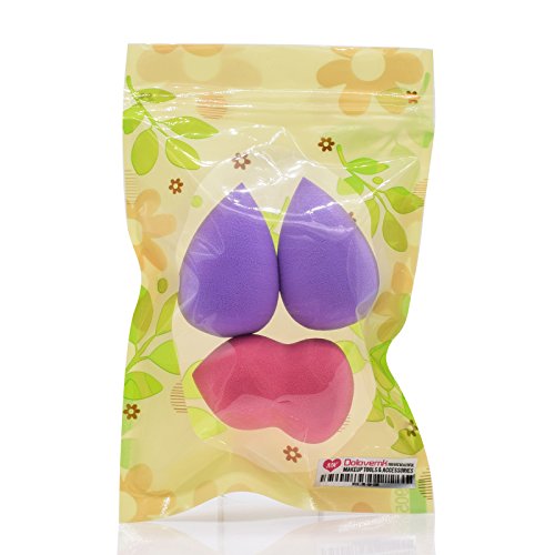 Dolovemk Makeup Sponges Blenders Soft Beauty Blending Egg | 3PCS/PACK MINI SIZE: 4.5x3 cm. LATEX-FREE Bigger when Wet. (PURPLE+ROSE)