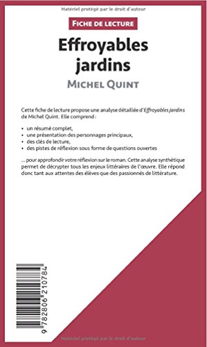 Book's Cover of Effroyables jardins de Michel Quint (Fiche de lecture): Résumé Complet Et Analyse Détaillée De L'oeuvre