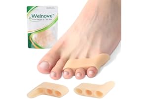 Welnove Gel Pinky Toe Separators - 8 Pack Pinky Toe Spacers, Bunion Cushions Pads for Women＆Men, Silicone Little Toe Protectors for Preventing Rubbing & Relieve Pressure(Beige)