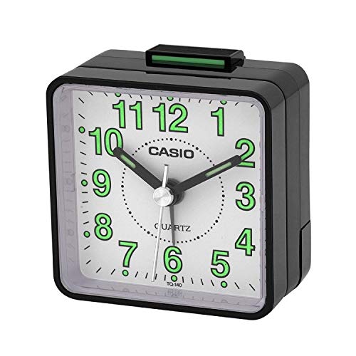 Casio TQ-140-7EF Réveil Quartz Analogique Alarme, Blanc/Vert