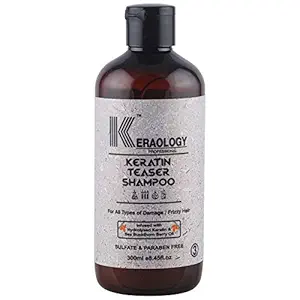 KERAOLOGY Keratin Teaser Shampoo For All Types of Damage and Frizzy Hairs-300ml