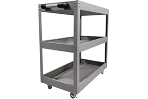HYGRAD BUILT TO SURVIVE 3 Tier Shelf Tool Cart Storage Wheel Cart Trolley Heavy Duty Garage Workshop DIY Tool 450lb Heavy Duty Durable Garage Trolley Workshop 3 Tier Wheel Shelf (Grey)