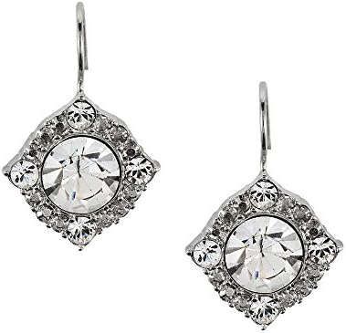 Art Deco Style Square Drop Swarovksi Crystal Hook Earrings 2.7cm Long