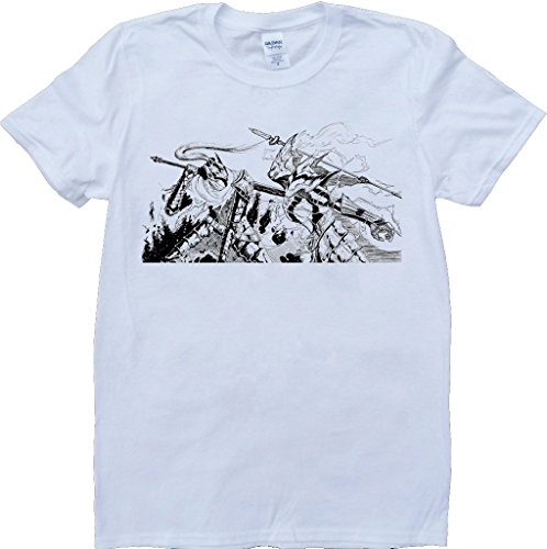 Brain Dump Tees Buio Anime Artorias Vs Ornstein Bianco A su Ordine T-Shirt - Medium