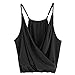 Produktbild ESAILQ Damen Ärmellos Solide Deep-V Falten Bluse Crop Tops Weste (Schwarz, XL)